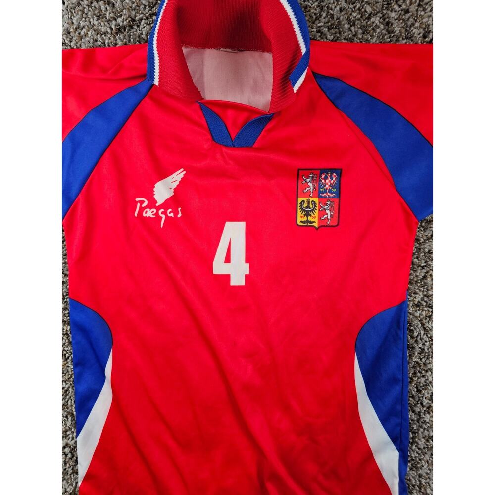 vintage Czech Republic national team home jersey 2000-2002 Kids Sz L #4 Nedved - Picture 2 of 4
